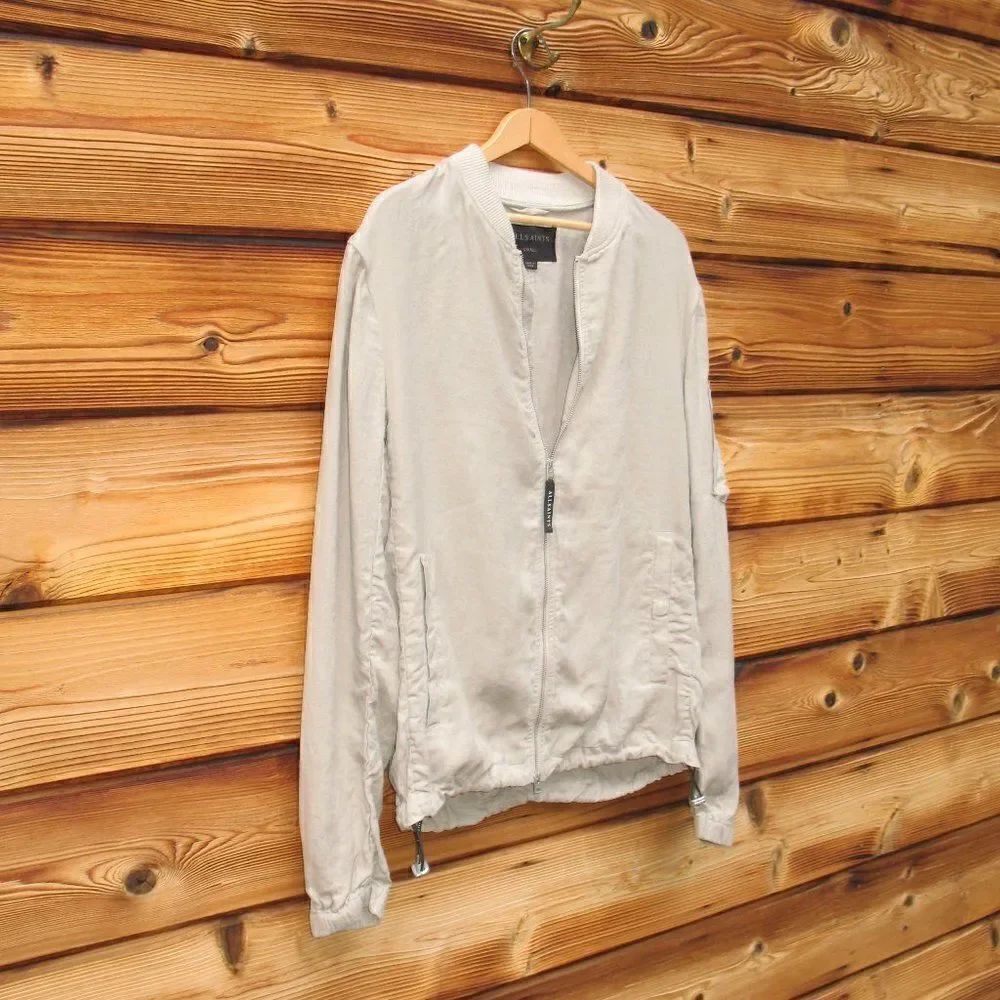All Saints Linen Bomber Jacket - Picture 3 of 12